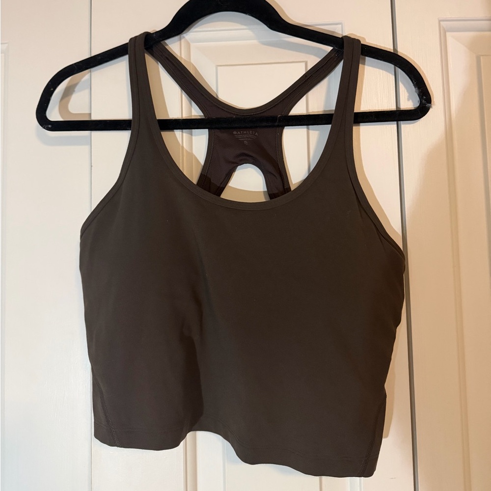 Athleta Intentions Crop Sports Bra in Truffle, Size XL